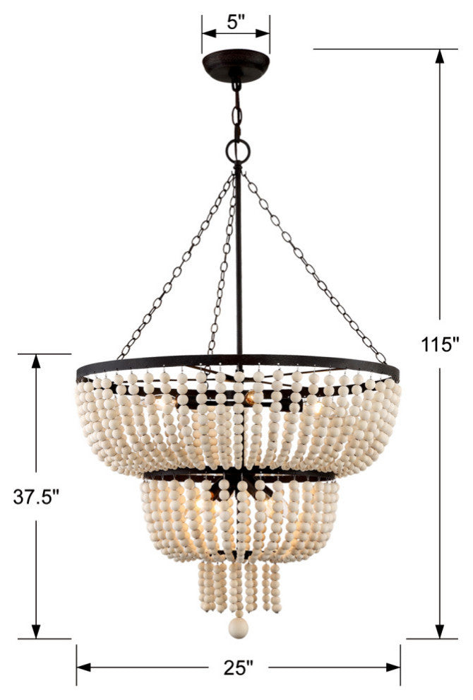 Crystorama 610-FB, 8-Light Chandelier, Forged Bronze