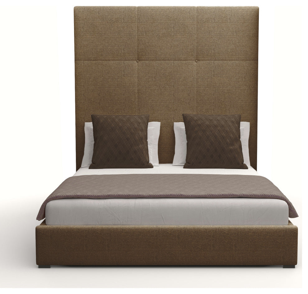Nativa Interiors Moyra Simple Tufted Bed, Brown, Queen, Headboard: High