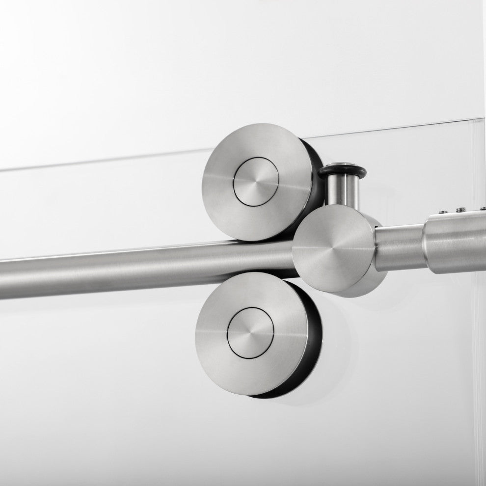 Villena Single Sliding Frameless Shower Door, Brushed Nickel, 60"