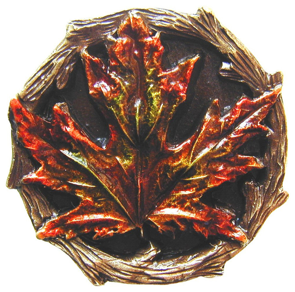 Maple Leaf Knob Antique Copper, Brass Hand Tinted