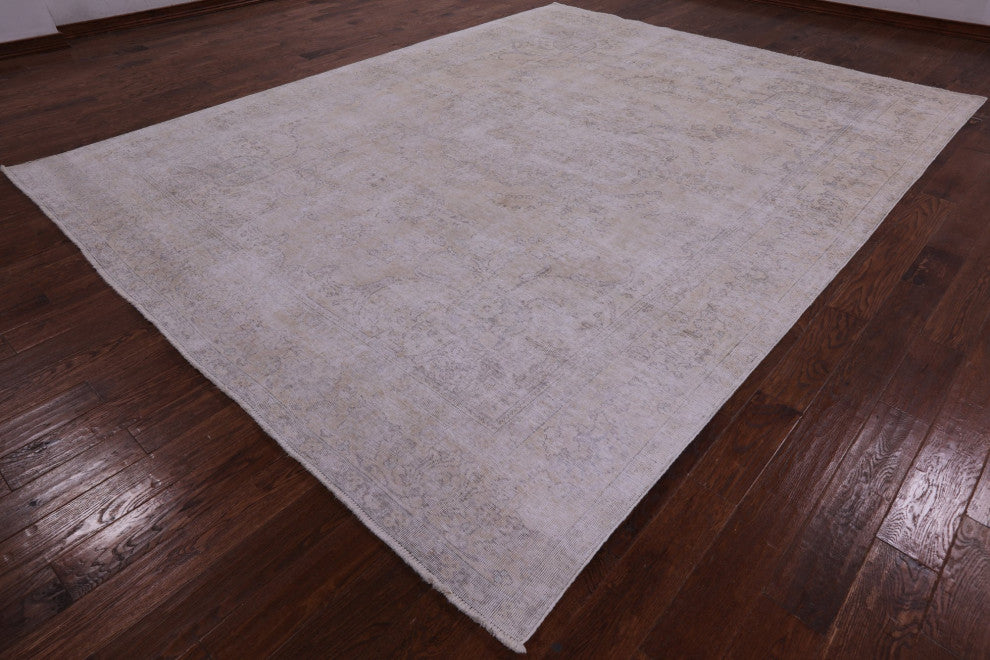 9' 7" X 12' 3" Hand Knotted Persian Vintage White Wash Rug Q4647