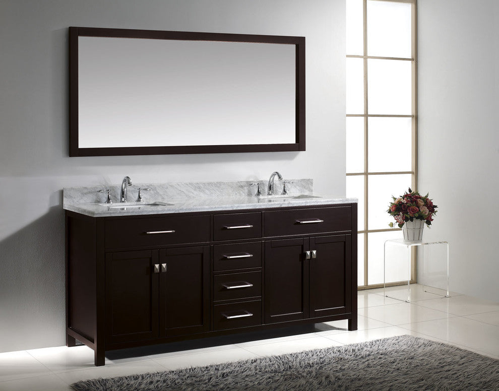 Caroline Parkway 72" Double Bathroom Vanity Set Gray, Marble Top