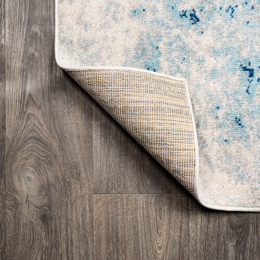 Dune Modern Abstract Area Rug, Cream/Blue, 8x10