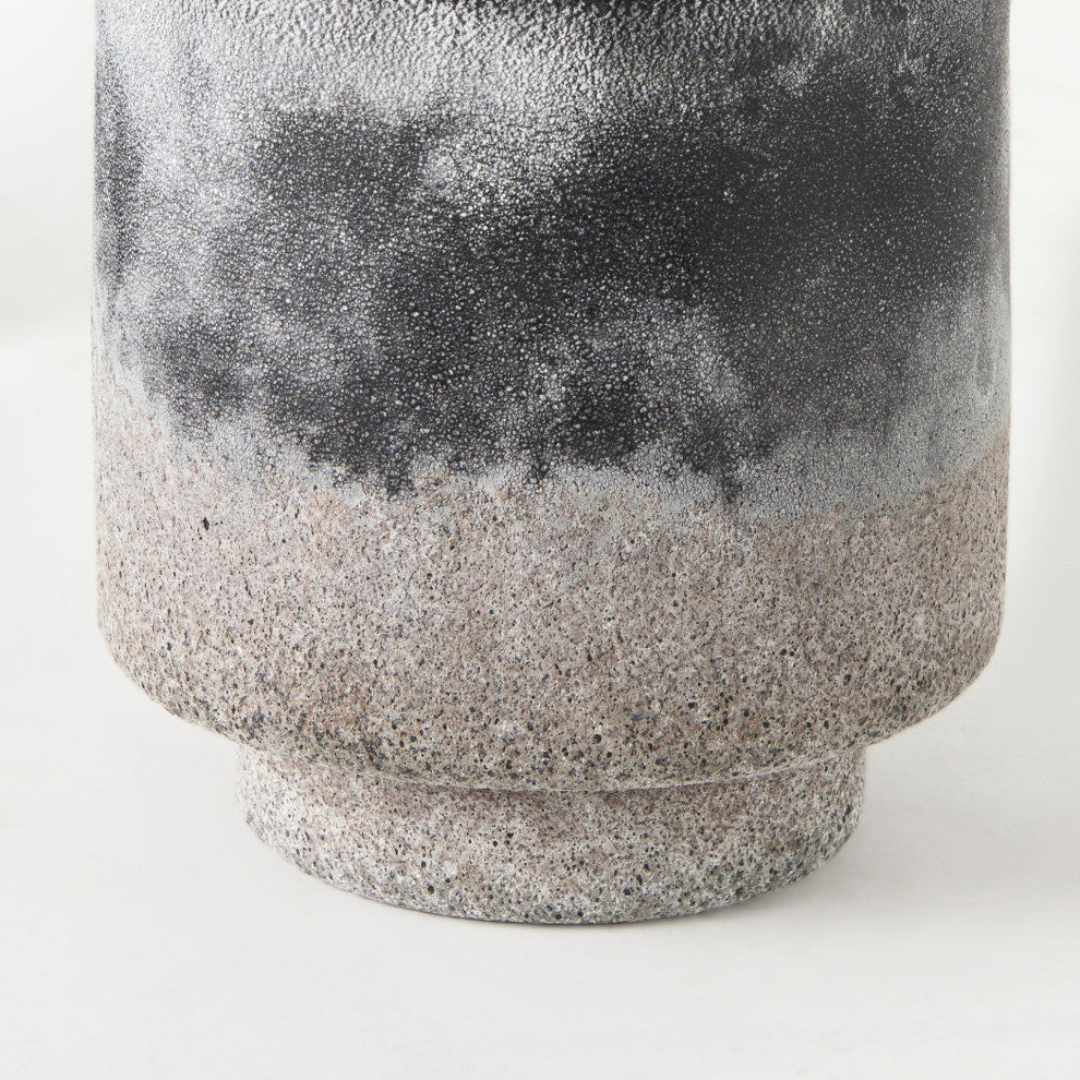 Squally 6.0Lx6.0Wx6.4H Black/Brown Ceramic Ombre Textured Small Vase