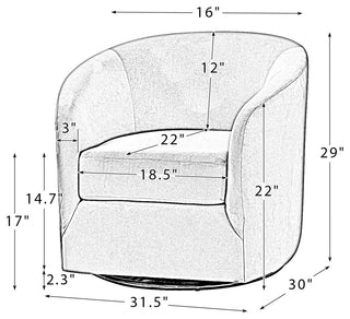 Upholstered Accent Comfy Swivel Chair With Metal Base, Ivory