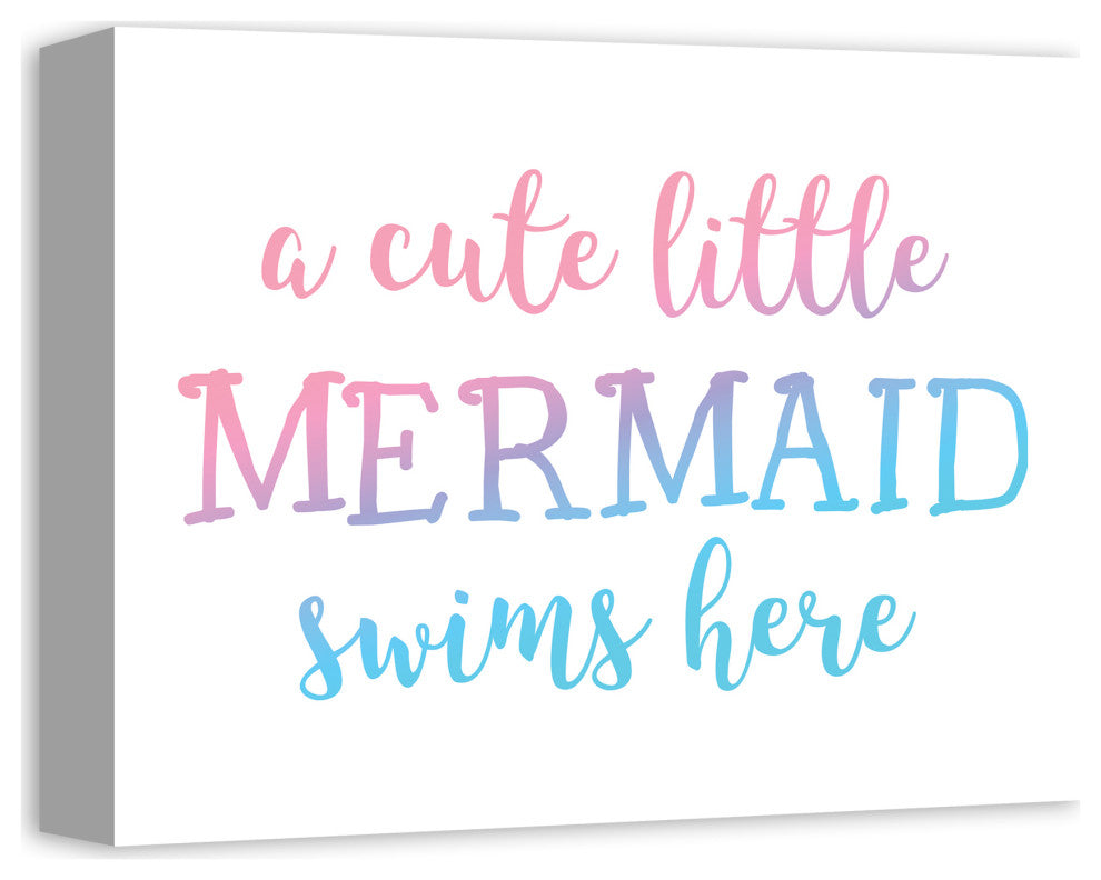Cute Little Mermaid 14x11 Canvas Wall Art