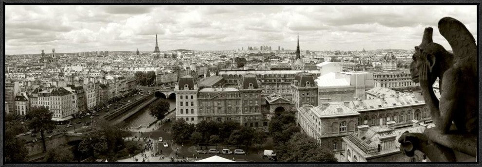 "Paris Panorama" Framed Canvas Giclee by Vadim Ratsenskiy, 37x13"