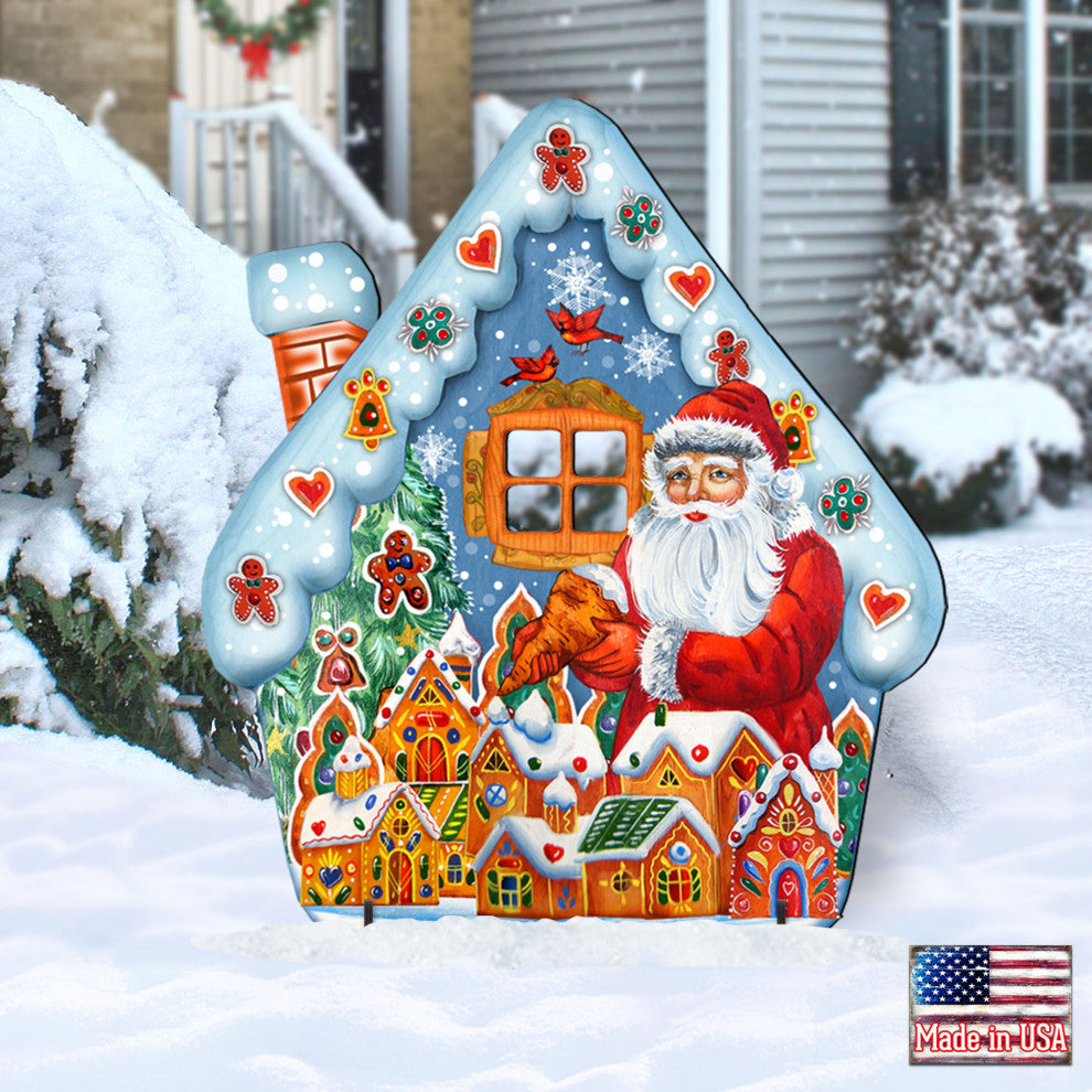 Gingerbread House Freestanding Wooden Lawn Decor