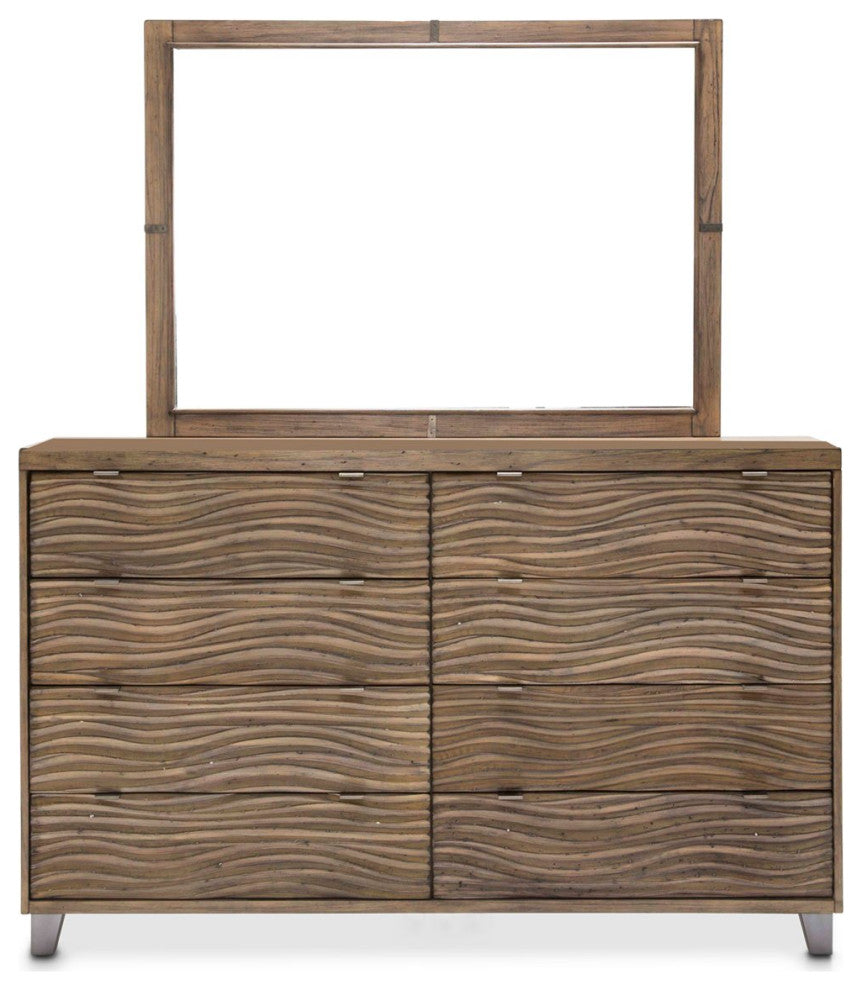 Aico Amini Del Mar Sound 5 PC E King Panel Bed Set w Chest in Boardwalk