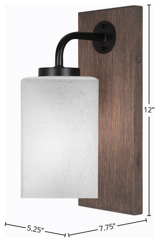 Oxbridge Wall Sconce, Matte Black & Painted Distressed Metal, 4" White Muslin
