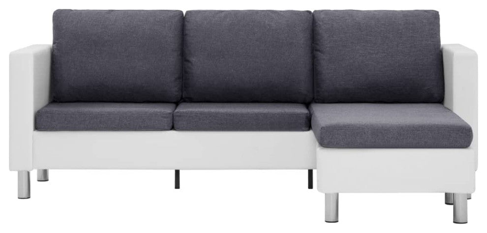 vidaXL Sofa Upholstered Sectional Sofa Couch with Cushions White Faux Leather