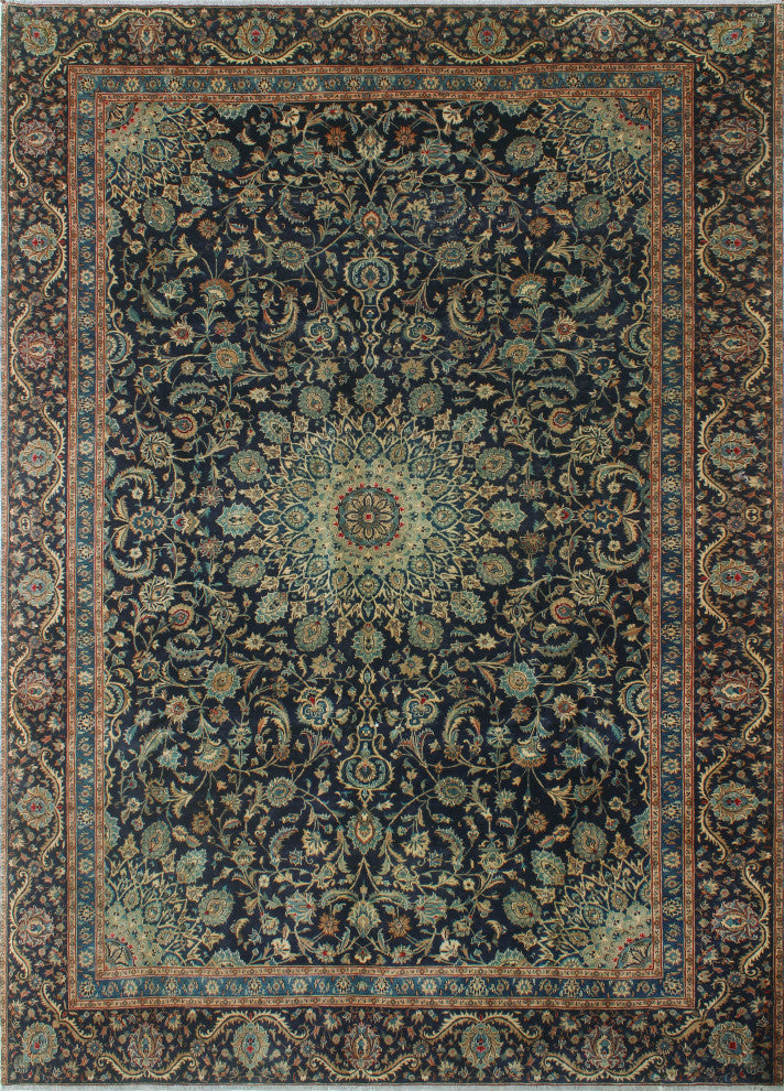 Fine Vintage Distressed Fem Navy Rug