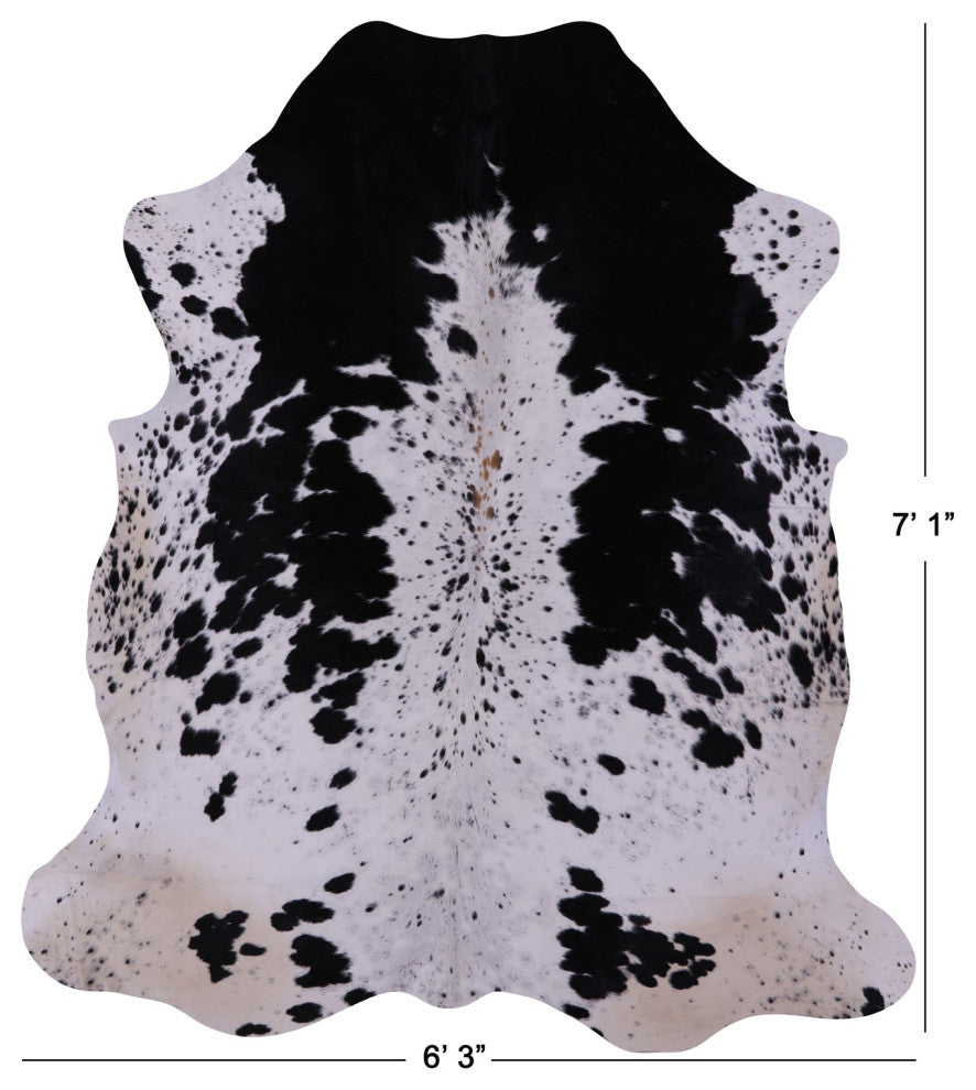 7' 1" X 6' 3" Salt and Pepper Natural Cowhide Rug C1603