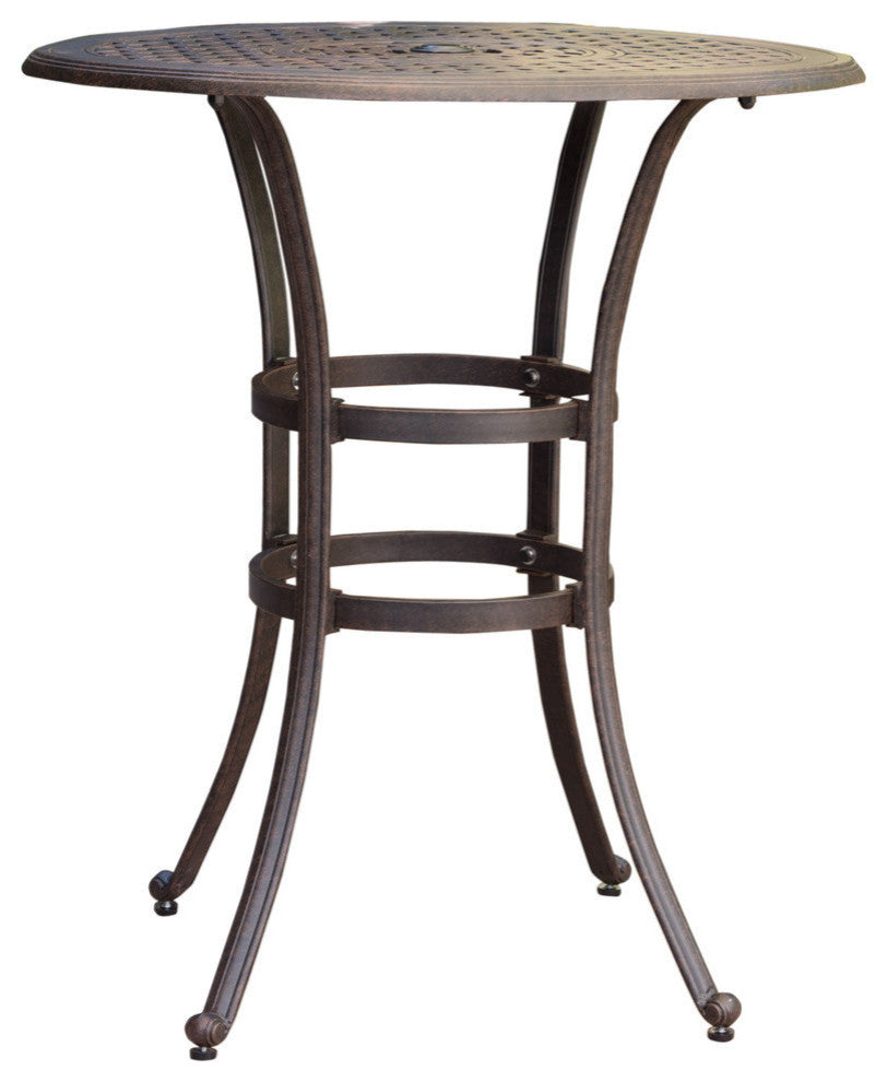 GDF Studio Calandra Outdoor 37" Bronze Cast Aluminum Round Bar Table