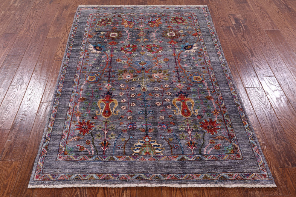 4' 2" X 6' 0" Persian Tabriz Handmade Wool Rug Q9814
