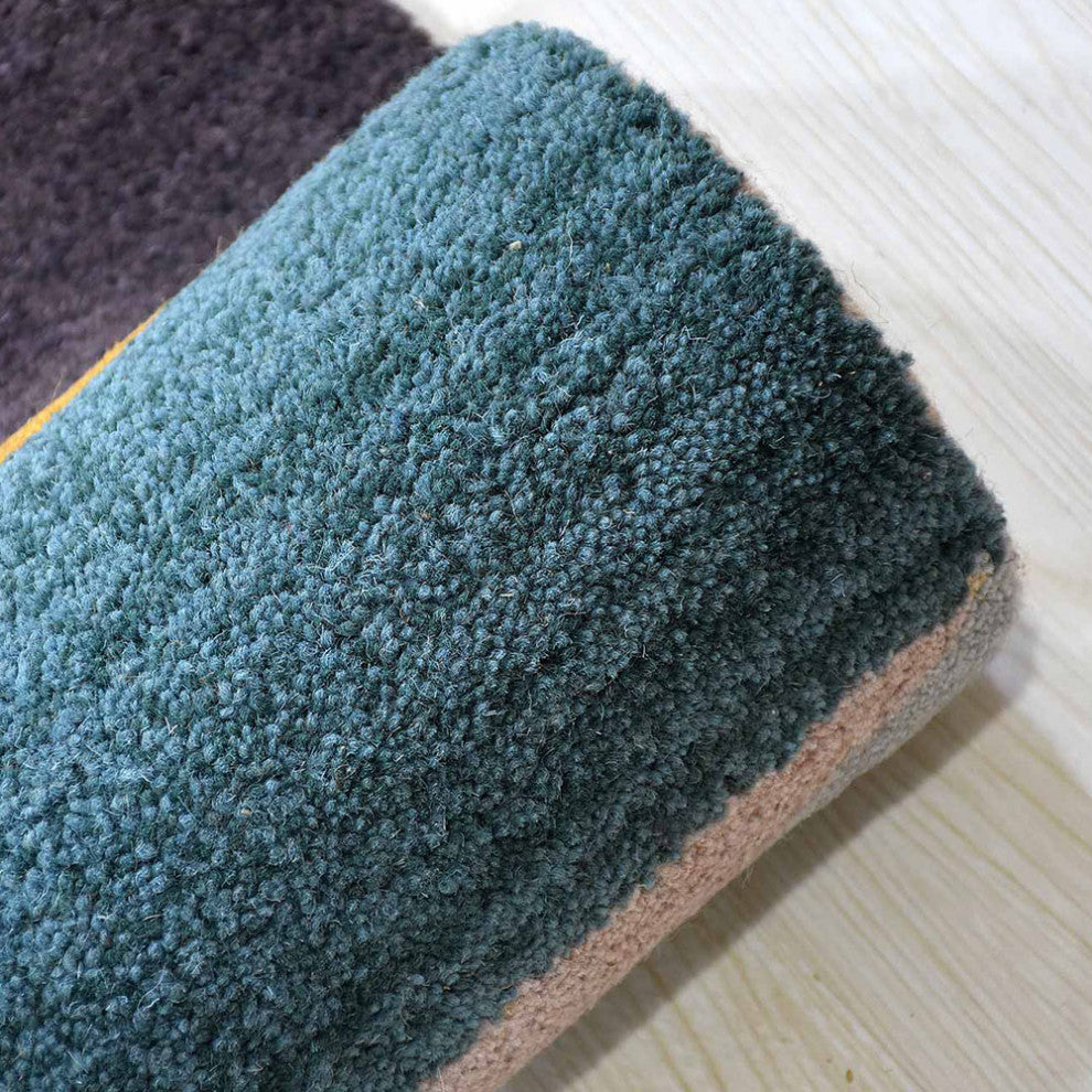 HAND TUFTED WOOL ECO-FRIENDLY AREA RUGS, Multicolor Color, Geometric Design