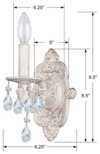 Crystorama Lighting Group 5021-CL-MWP Paris Market 10" Tall Wall - Antique