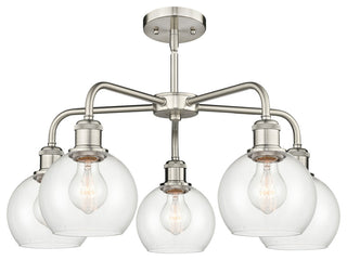 Athens 5-Light 24" Stem Chandelier, Satin Nickel, Clear