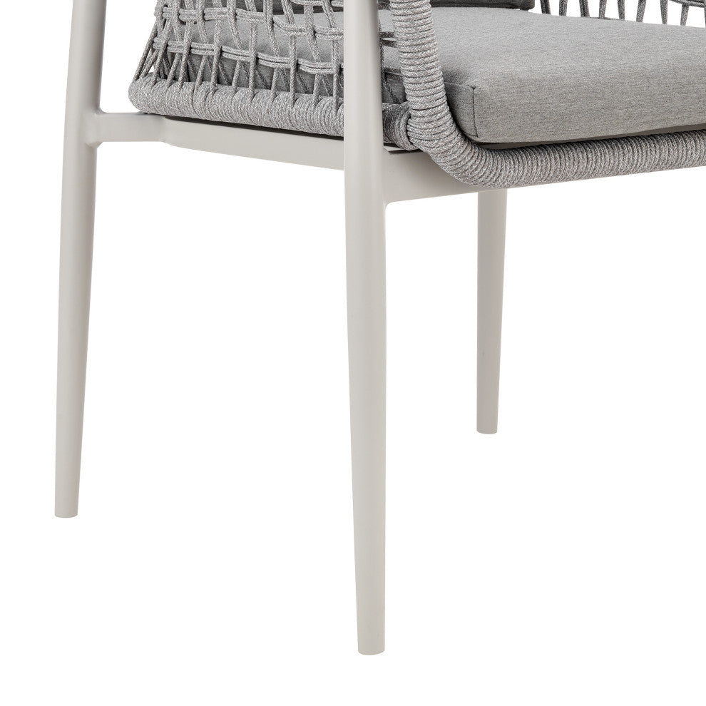 Rhodes Outdoor Patio Dining Chair, Light Gray Rope/Cushions Set of 2
