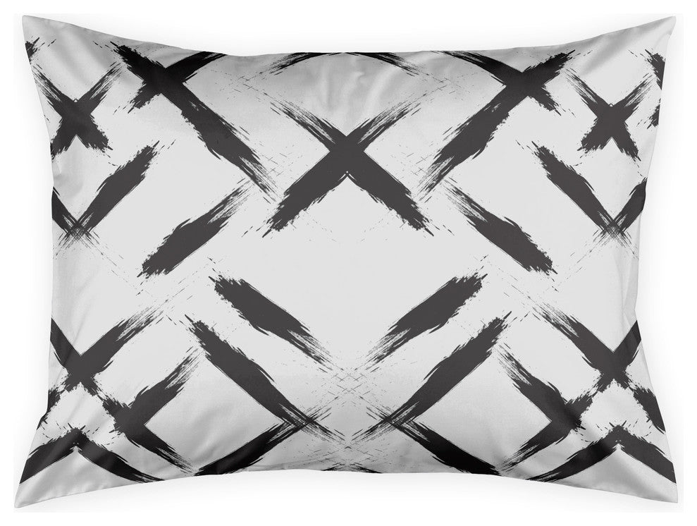 Black Brush Strokes Standard Pillow Sham