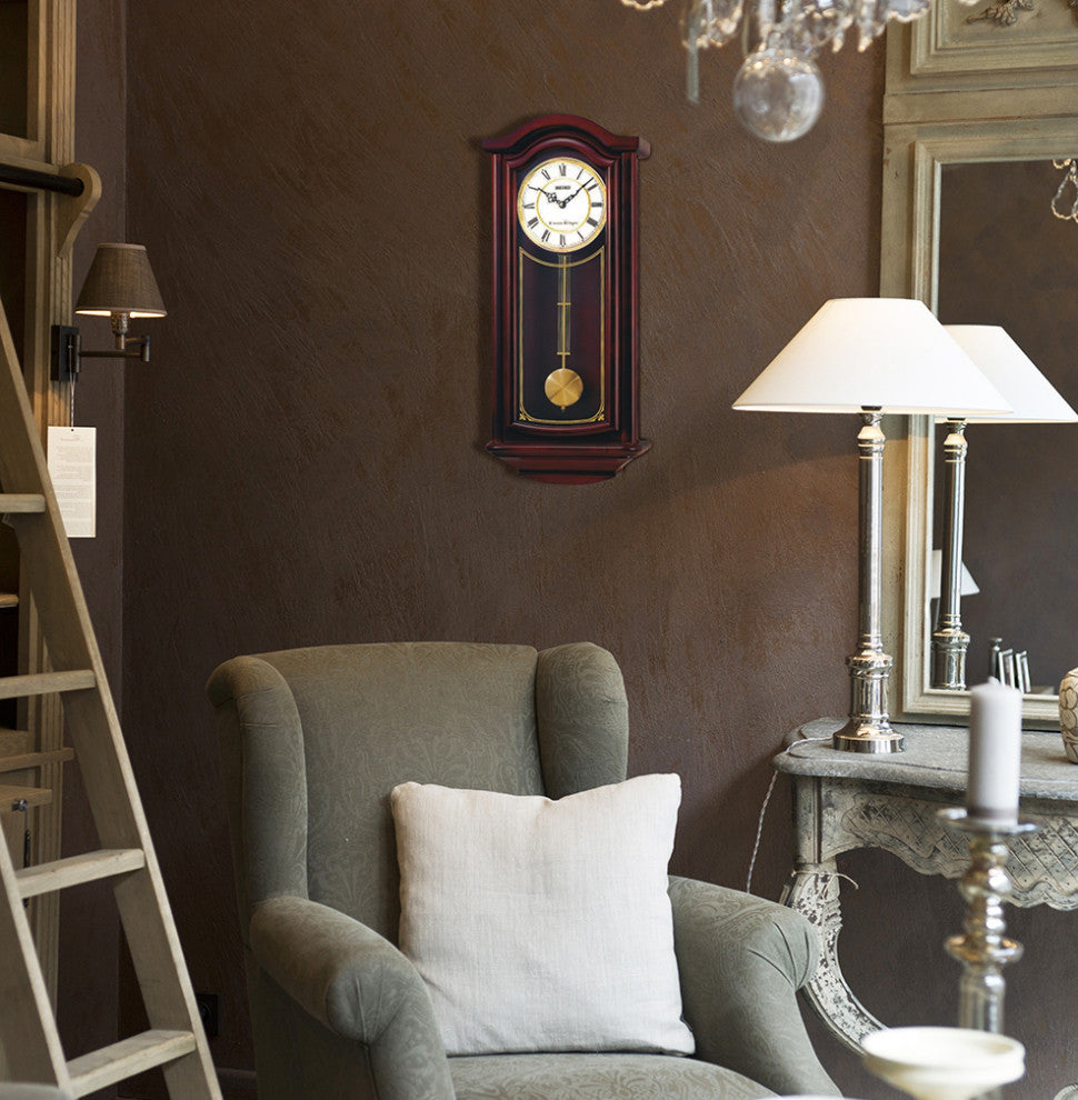 Seiko Clocks, Mahogany Wall Clock With Pendulum