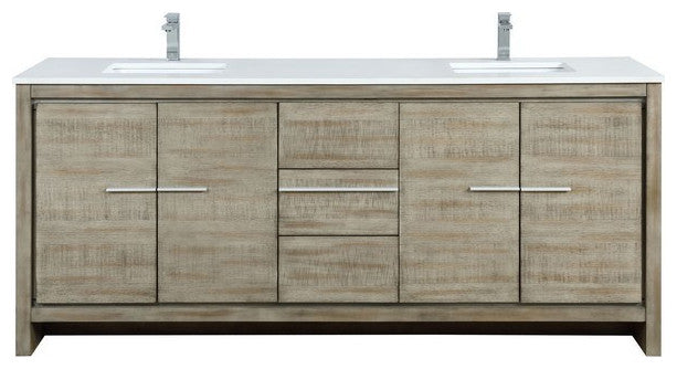 Lafarre Contemporary 80" Rustic Acacia Double Sink Bathroom Vanity, Labaro Brush