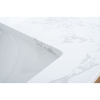 Vanity Art Bathroom Vanity With Sink, Tan, 48" Single, Arabescato White Engineered Marble Top