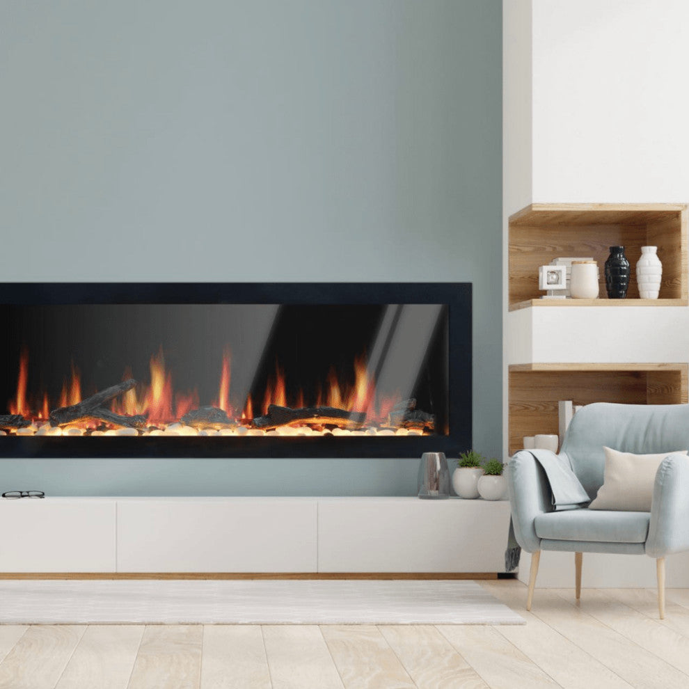 Latitude II Flush Mounted Smart Electric Fireplace, 3" Trim, 48" Wide