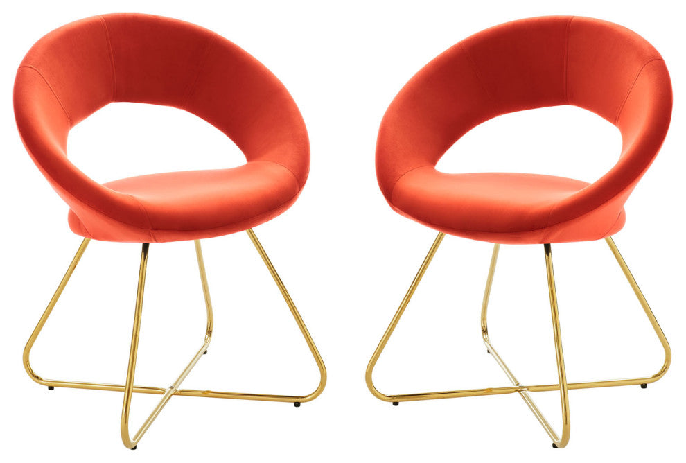 Nouvelle Performance Velvet Dining Chair Set of 2 Gold Orange -4681