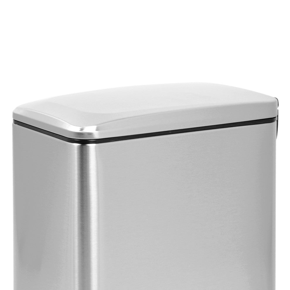 2.6 Gal Fingerprint Free Stainless Steel Slim Rectangular Step-on Trash Can