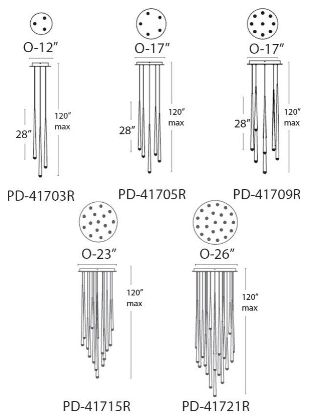 Cascade 15 Light Pendant, Polished Nickel