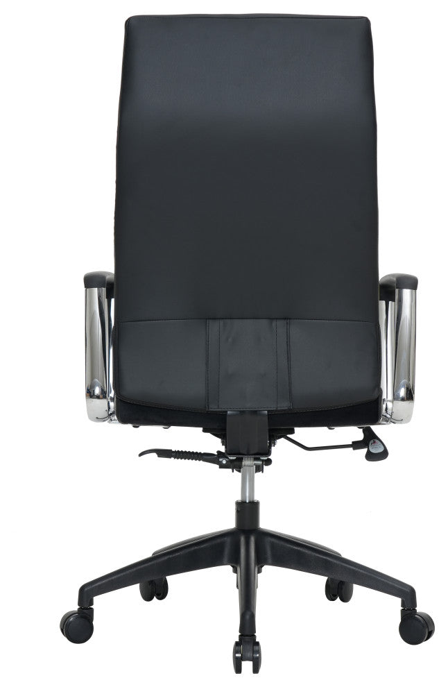LeisureMod Hilton Modern High Back Leather Conference Office Chair, Black