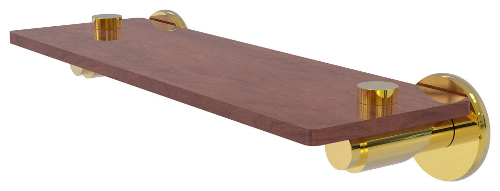 Tribecca 16" Solid Wood Shelf, Polished Brass