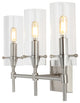 Cato 21.25" 3-Light Modern Minimalist Iron/Glass LED Vanity, Nickel/Clear