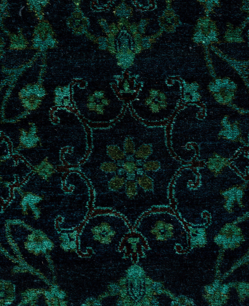 Overdyed One-of-a-Kind Hand-Knotted Area Rug Green, 4' 10" x 5' 1"