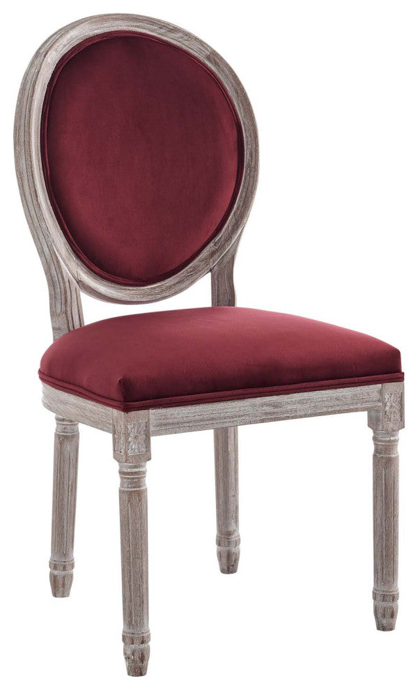 Emanate Vintage French Performance Velvet Dining Side Chair Natural Maroon -4668