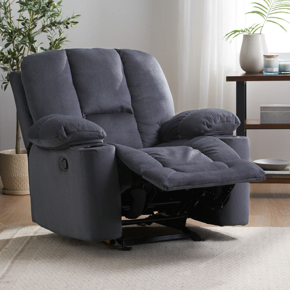 GDF Studio Raymond Steel Gray Fabric Glider Recliner