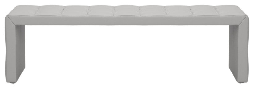 Broad Bench, Warm Gray Leather, Pearl Gray Leather