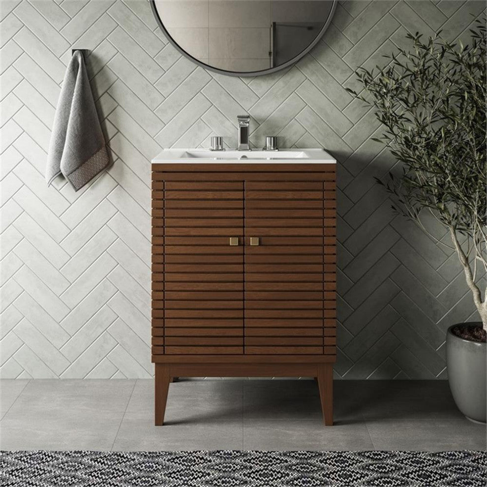 Ledger 24" Bathroom Vanity Walnut White