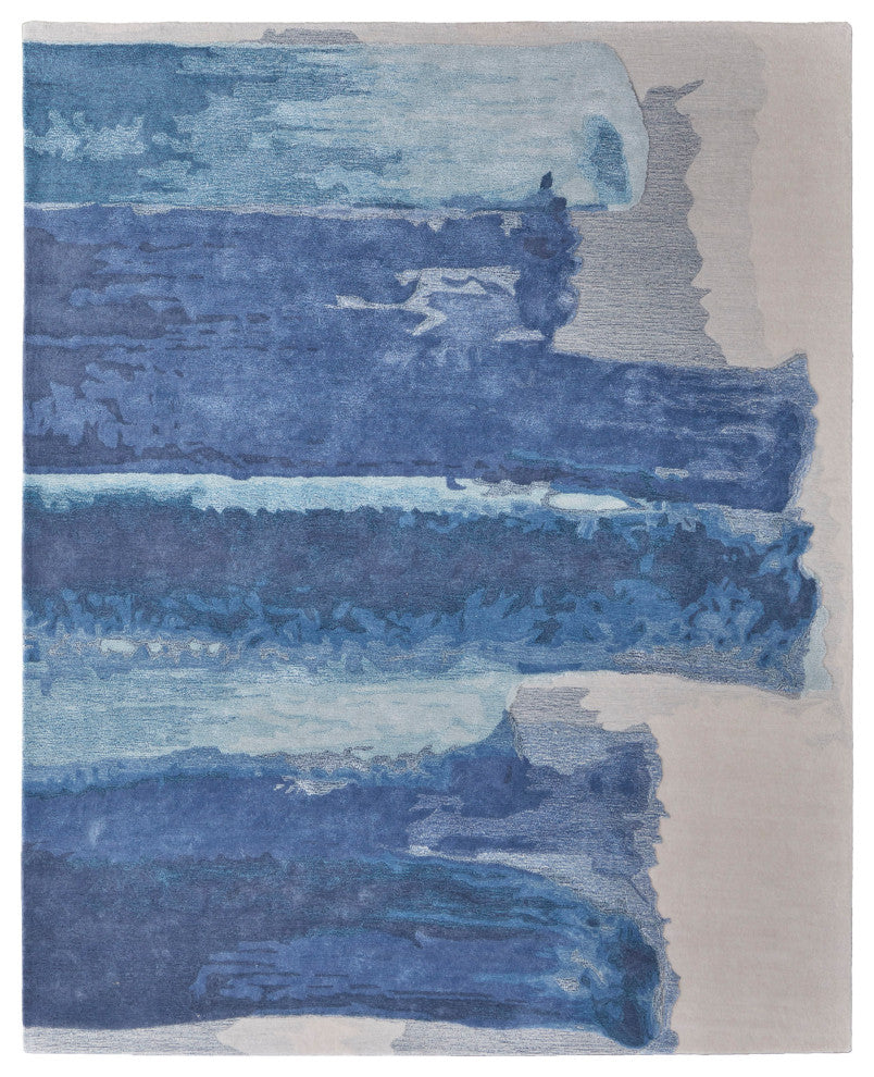 Ramiro R8921 Transitional/Industrial/Casual Rug, Blue/Ivory, 5'x8'