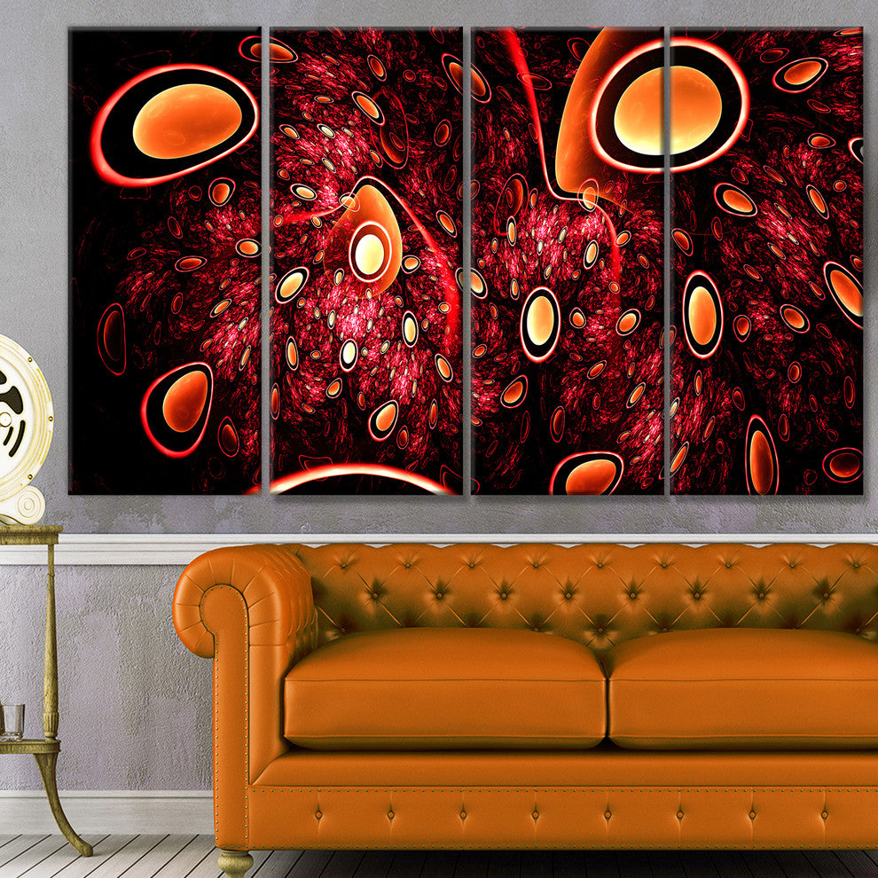 Red 3D Surreal Abstract Design, Abstract Canvas Art Print, 48"x28", 4 Panels