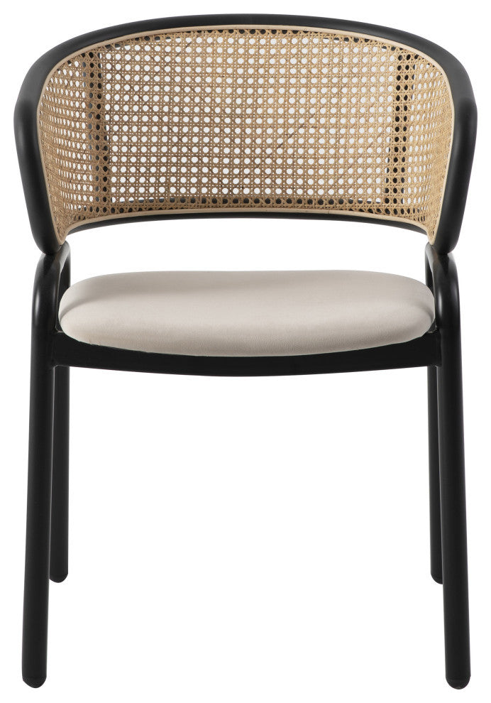 LeisureMod Ervilla Dining Chair With Stainless Steel Legs, Set of 4, Beige