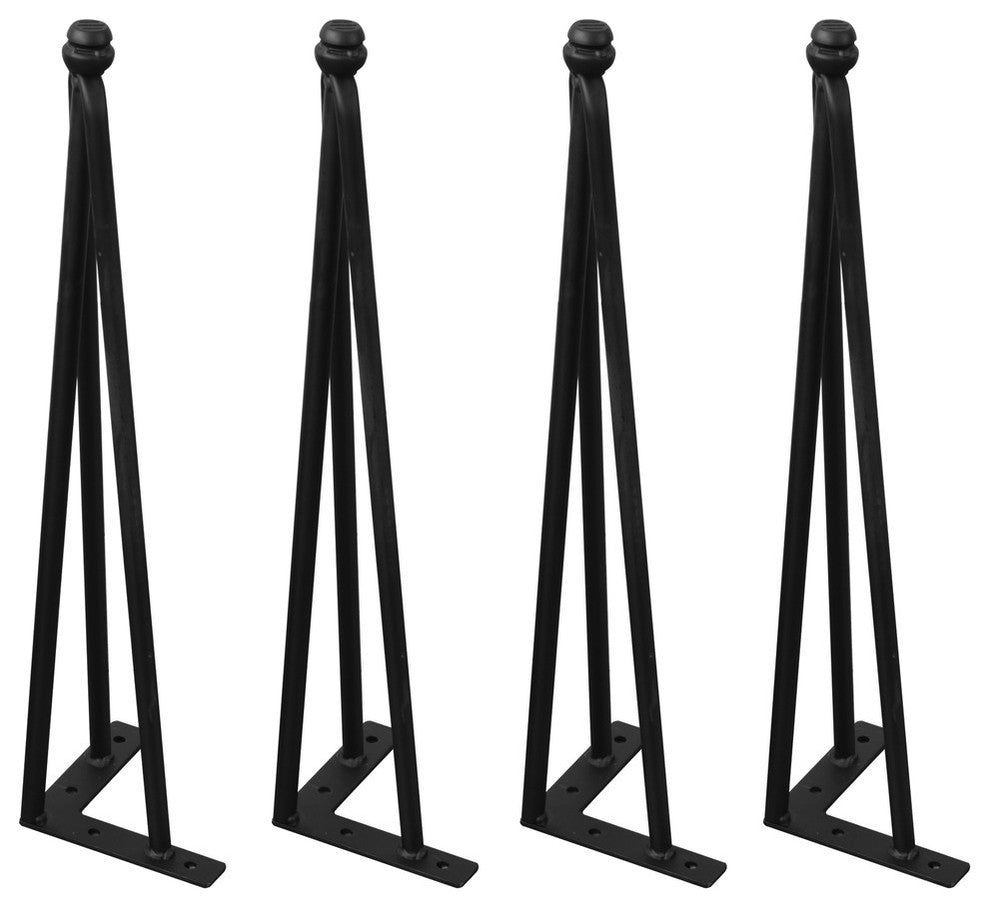Serenta Hairpin Metal Table Legs, 4-Piece Set, Black, 20"