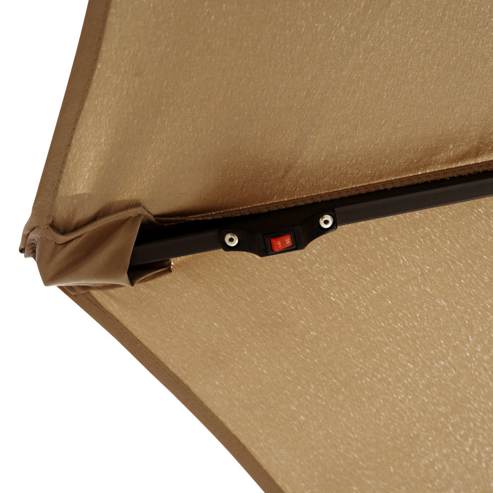 LeisureMod Willry 10' Cantilever Hanging Patio Umbrella With Solar LED, Beige