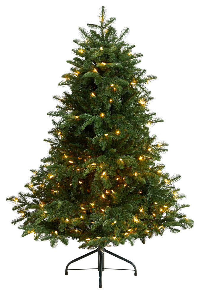 4' South Carolina Spruce Faux Xmas Tree W/ White Warm Lights & Bendable Branches