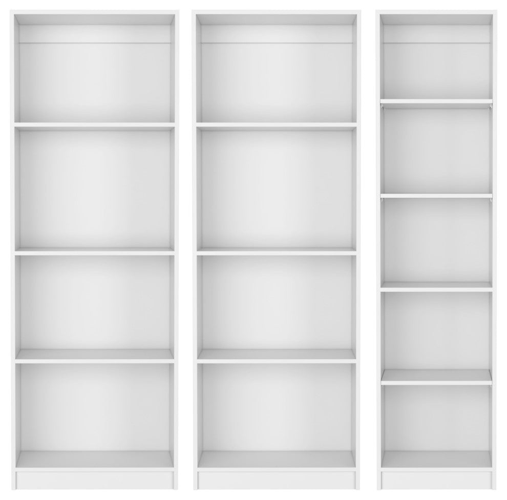 Trues 3 Piece Living Room Set with 3 Bookcases, White