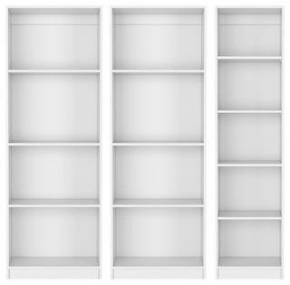 Trues 3 Piece Living Room Set with 3 Bookcases, White