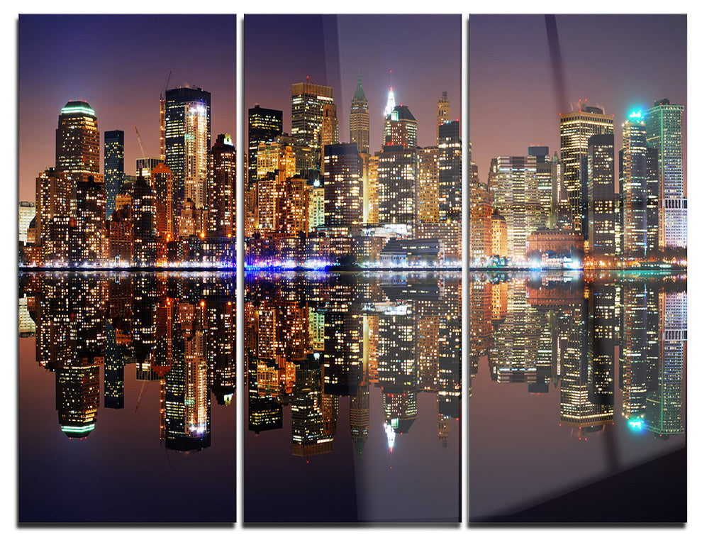 "City of Manhattan Panorama" Photo Metal Wall Art, 3 Panels, 36"x28"
