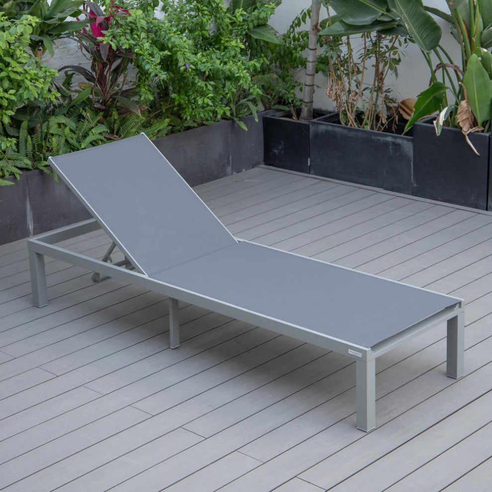 Grey Aluminum Outdoor Patio Chaise Lounge Chair