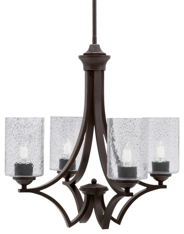 Zilo Uplight, 4 Light, Chandelier, Dark Granite Finish, 4" Smoke Bubble Glass